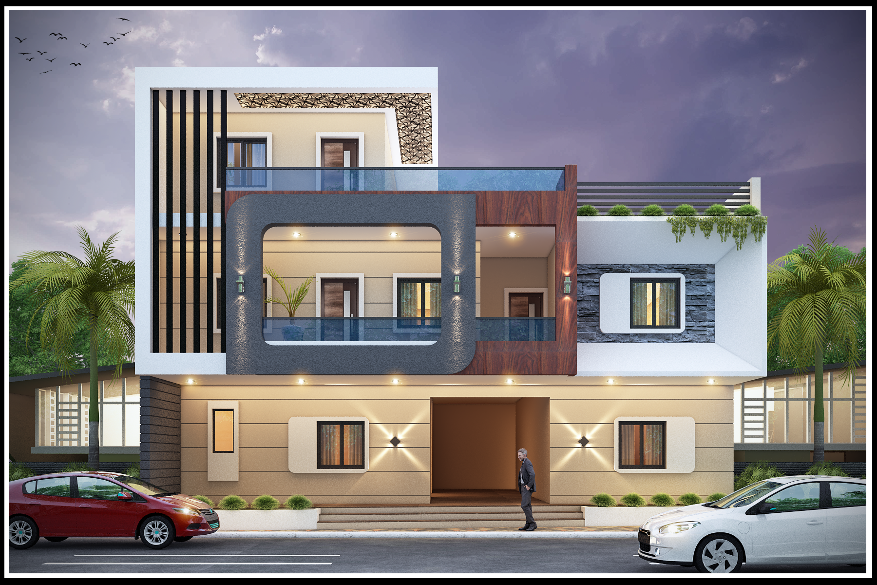 modern duplex house exterior project Indore