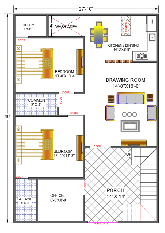 duplex house architectural plan Indore